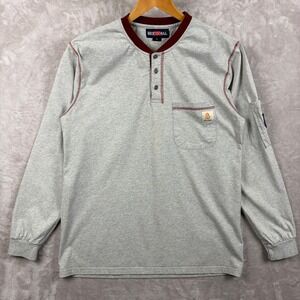Bocomal FR Flame Resistant Henley Shirt Mens Large Gray Long Sleeve Work CAT2